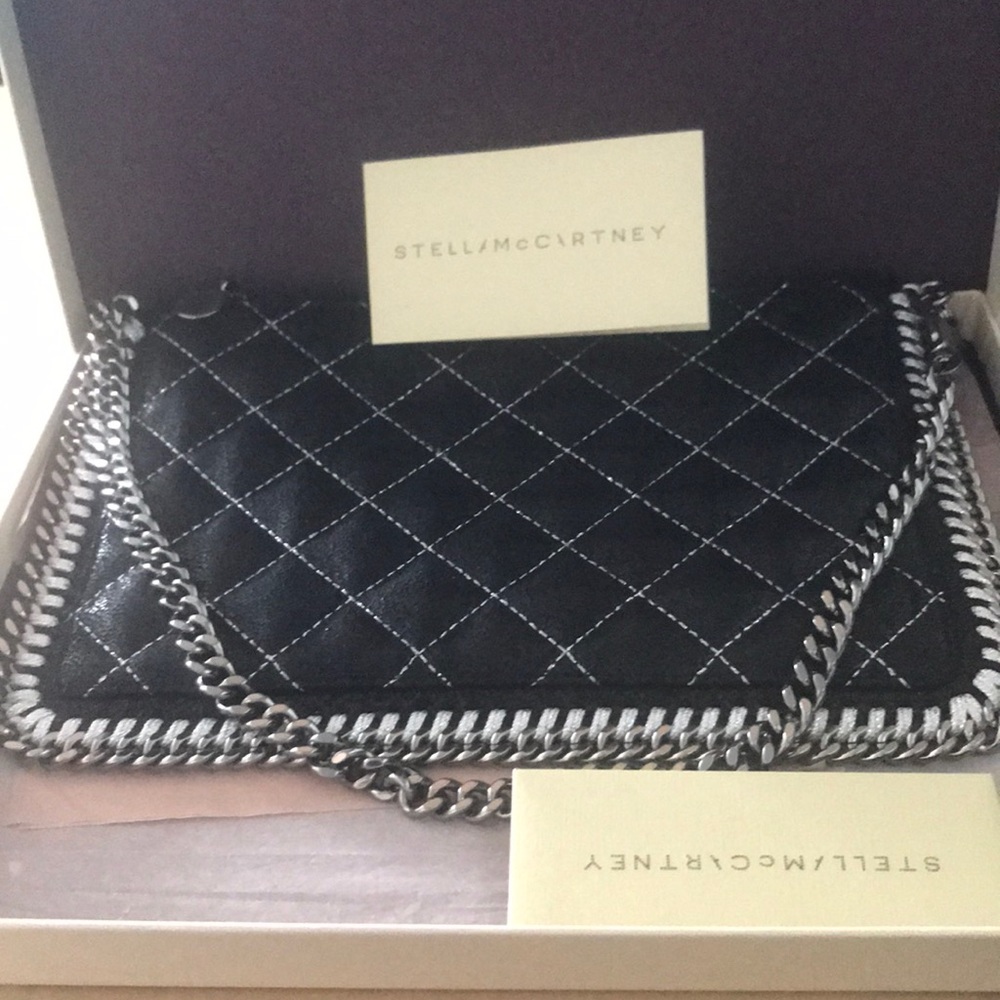 Stella McCartney black quilted wristlet
